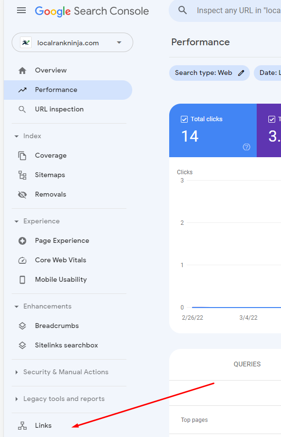 Google Search Console Links