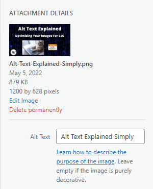 Setting Alt Text For Featured Image